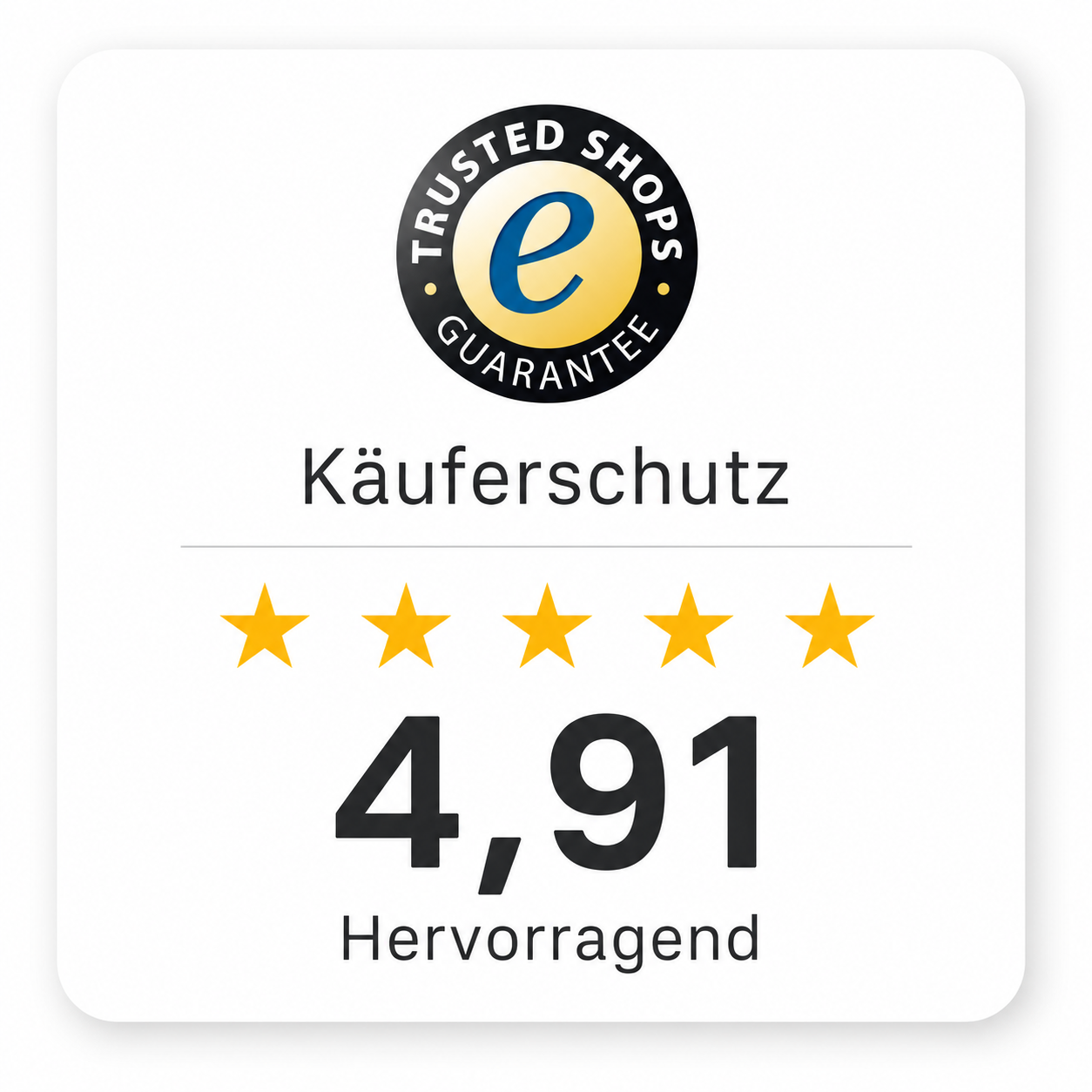 Trusted Shops Käuferschutz — 4,91 Hervorragend